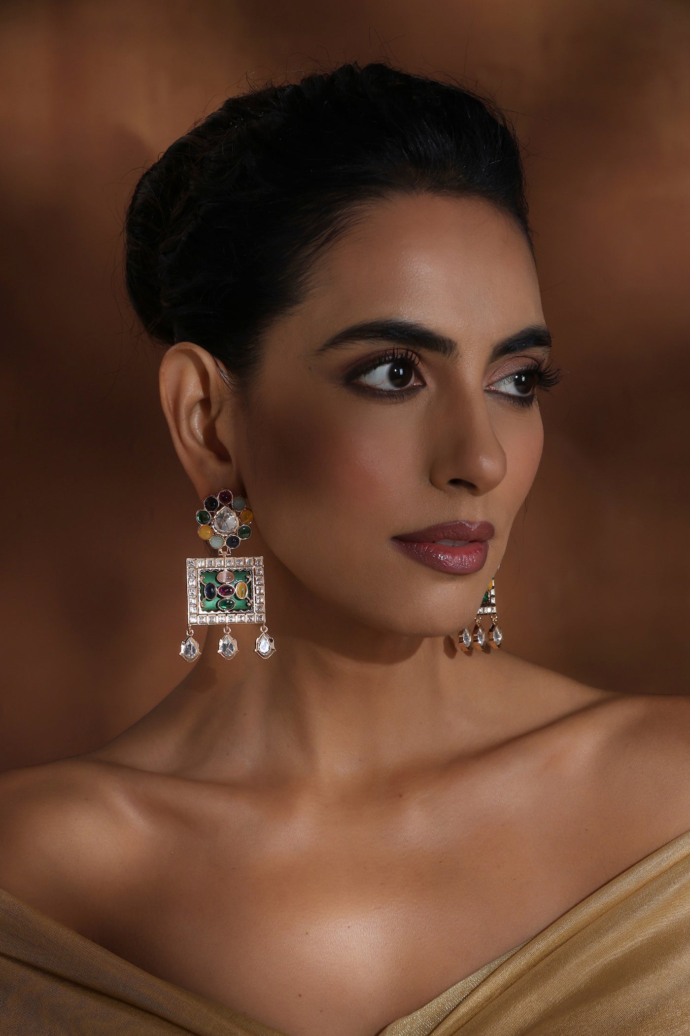 Pihu Multicolour Polki Dangler Earrings