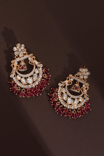 Gargi Red Polki Chandbali Earrings