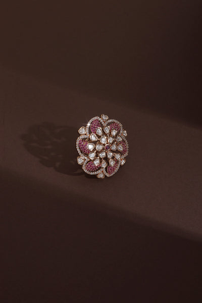 Saumya Magenta Polki Ring