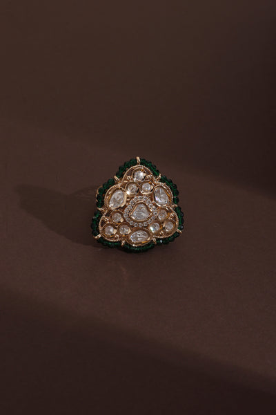 Khushi Green Polki Ring