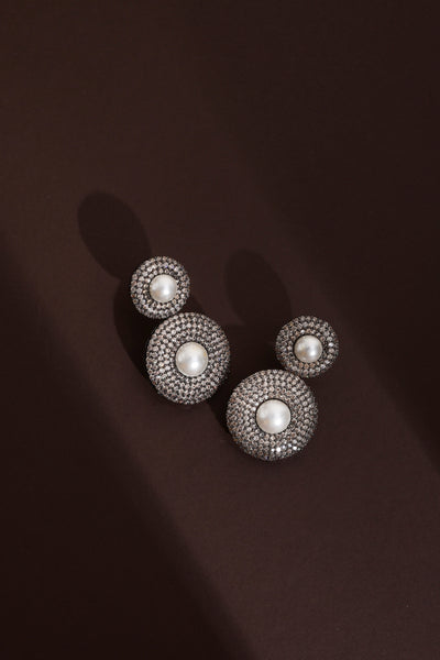 Melia Champagne Zirconia and Pearl Dangler Earrings