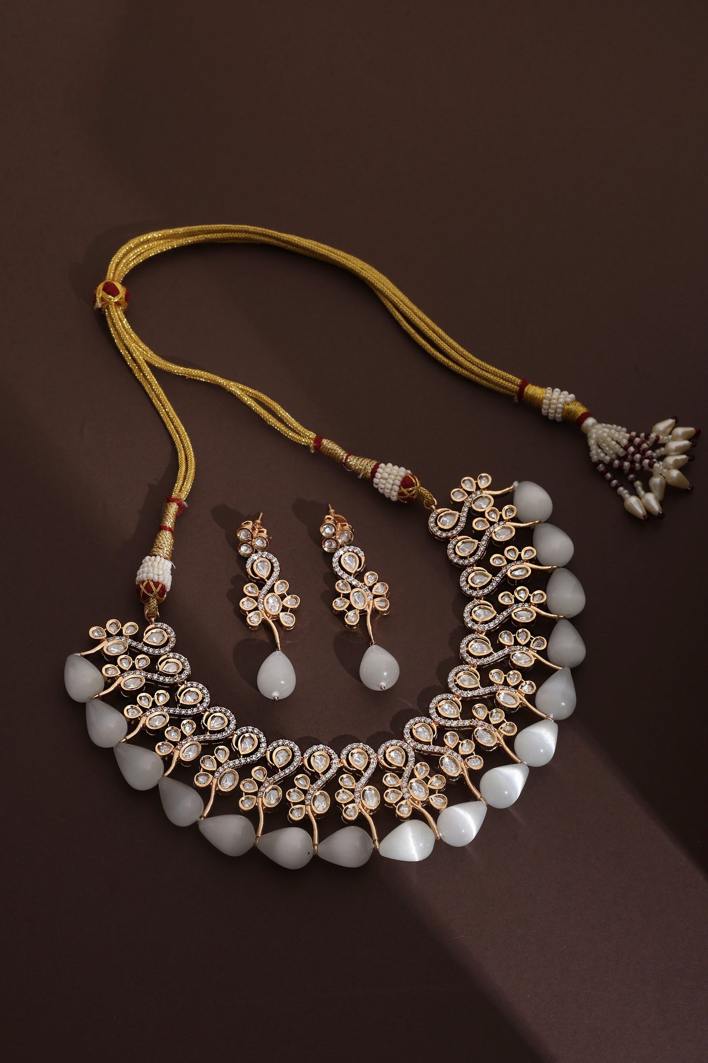 Zarna Rose Gold Polki Necklace Set