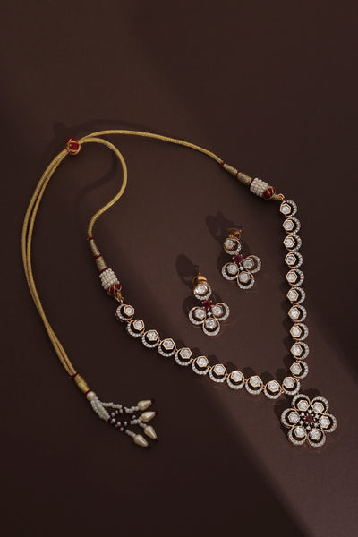 Ashifa Red Polki Necklace Set