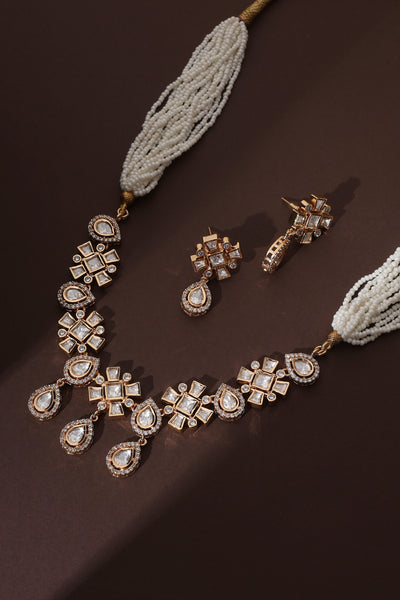 Ekanta White Polki Necklace Set