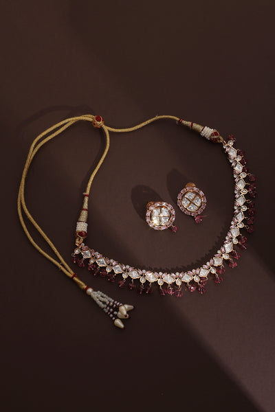 Avika Pink Polki Necklace Set