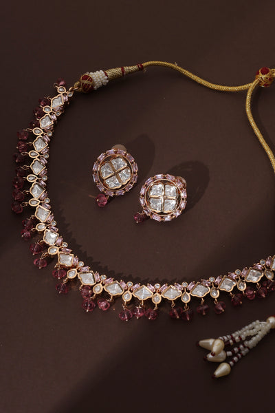 Avika Pink Polki Necklace Set