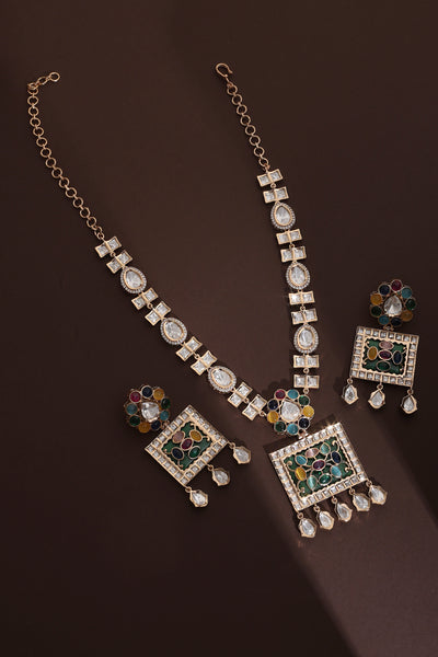 Namita Multicolour Polki Pendant Necklace Set