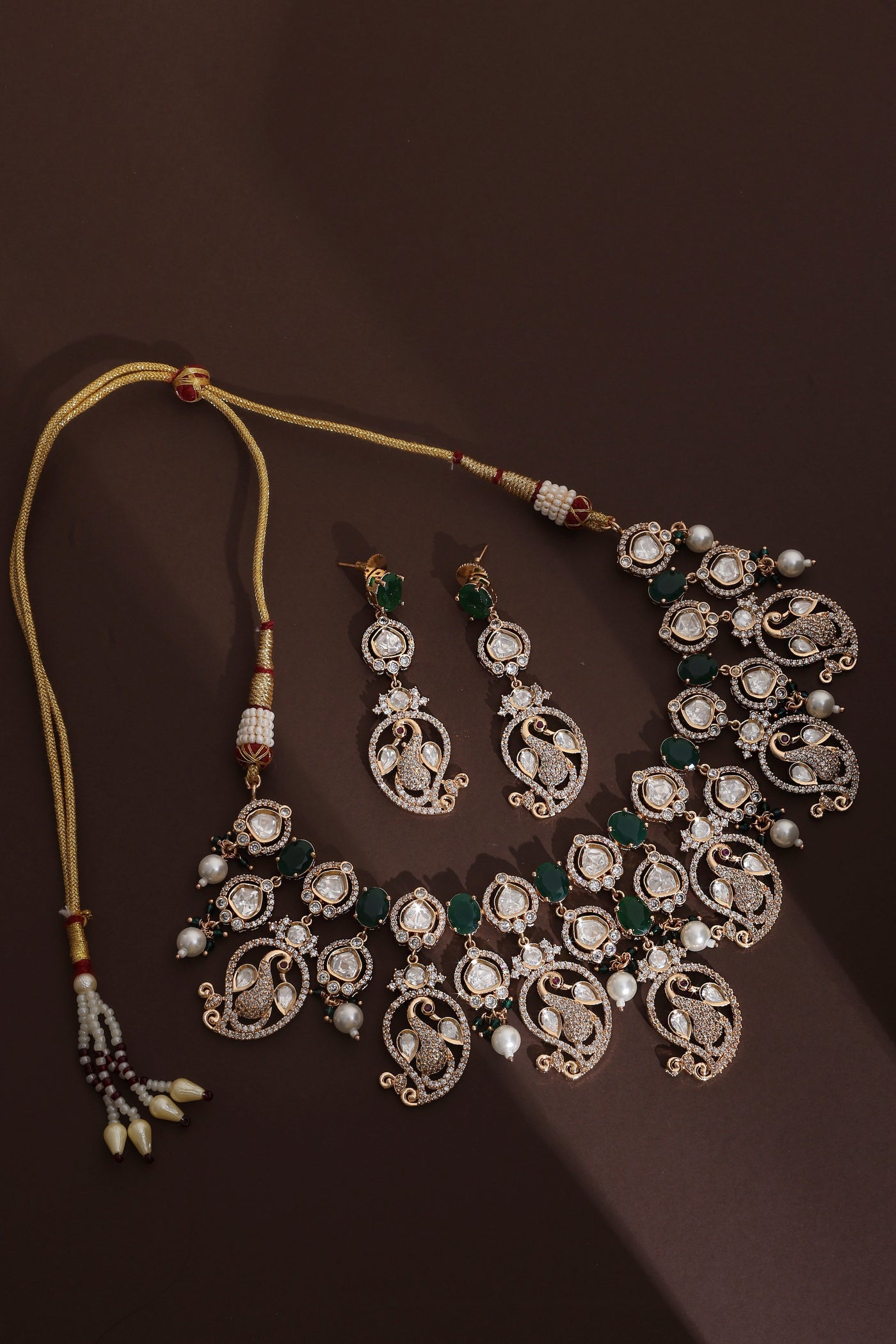 Jenika Emerald Polki Necklace Set