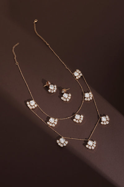 Krish Rose Gold Polki Necklace Set