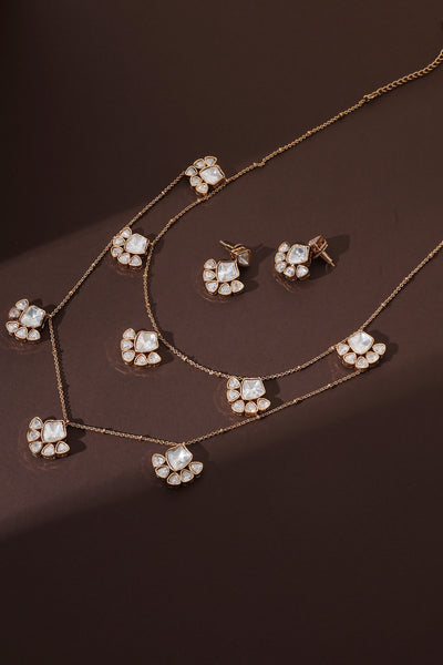 Krish Rose Gold Polki Necklace Set