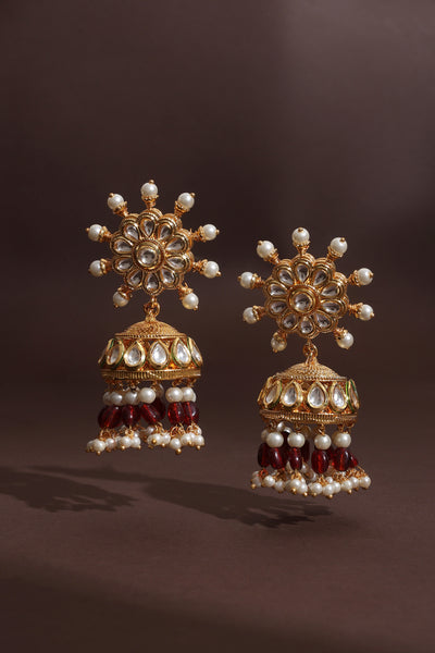 Unnati Red Jhumka Earrings