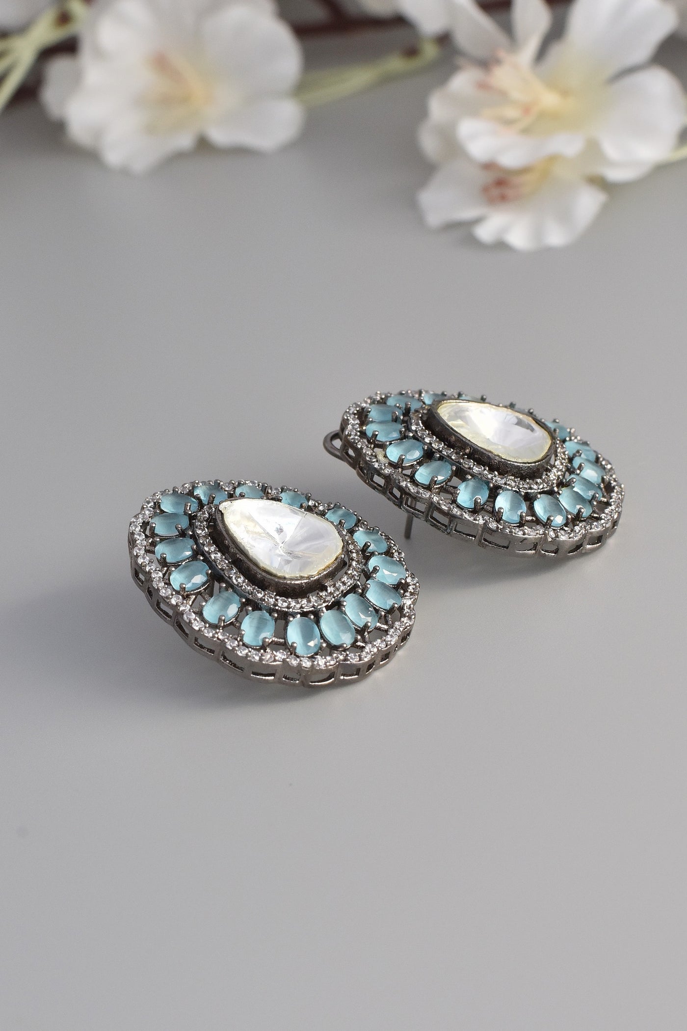 Louis Blue Silver Plated Zirconia Studs