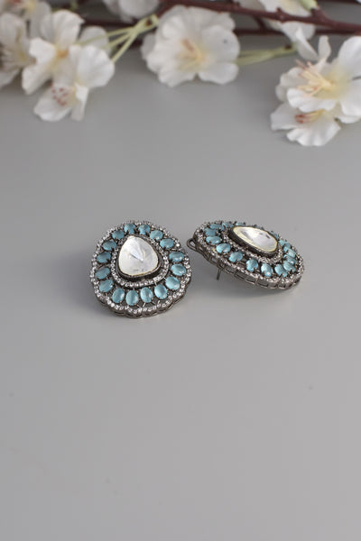Louis Blue Silver Plated Zirconia Studs