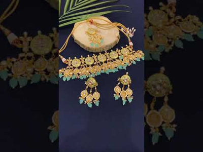Inba Mint Gold Plated Kundan Choker Necklace Set
