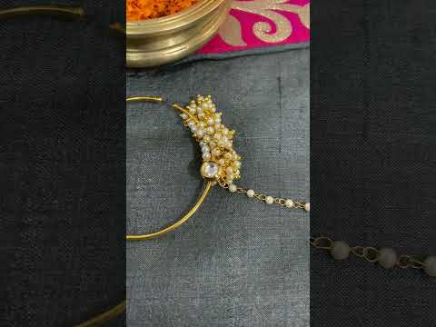 Taveri Gold Plated Pearl Nose Ring
