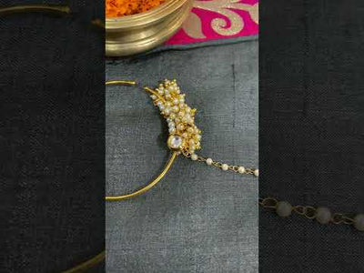 Taveri Gold Plated Pearl Nose Ring