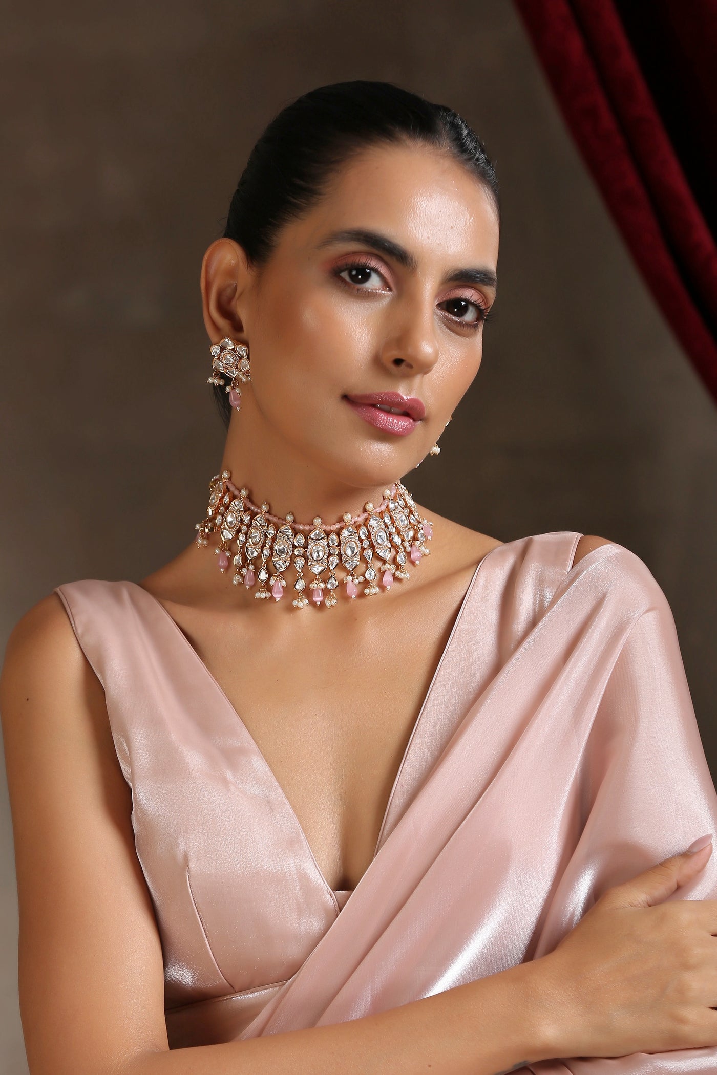 Alhudapk Com Flamingo Charm James Avery Pink Choker Set With Saree