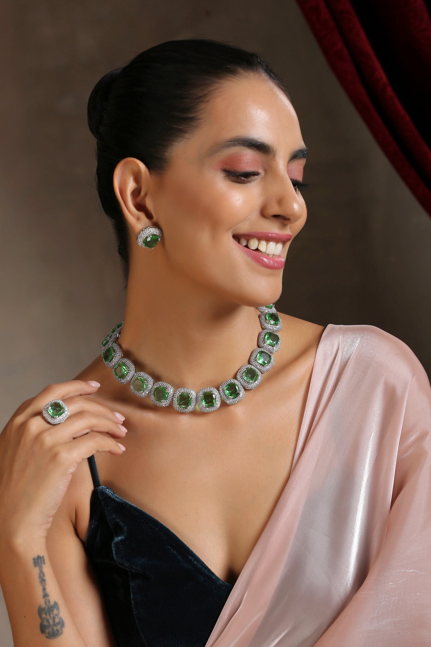 Krimzie Emerald Zirconia Necklace Set