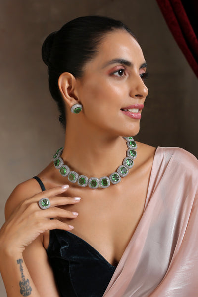 Krimzie Emerald Zirconia Necklace Set